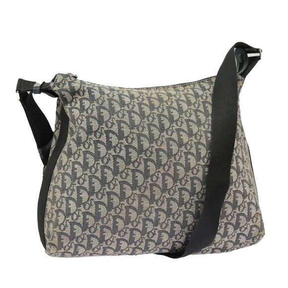 DIOR Trotter Canvas Shoulder Bag Navy Silver - Picture 1 of 14